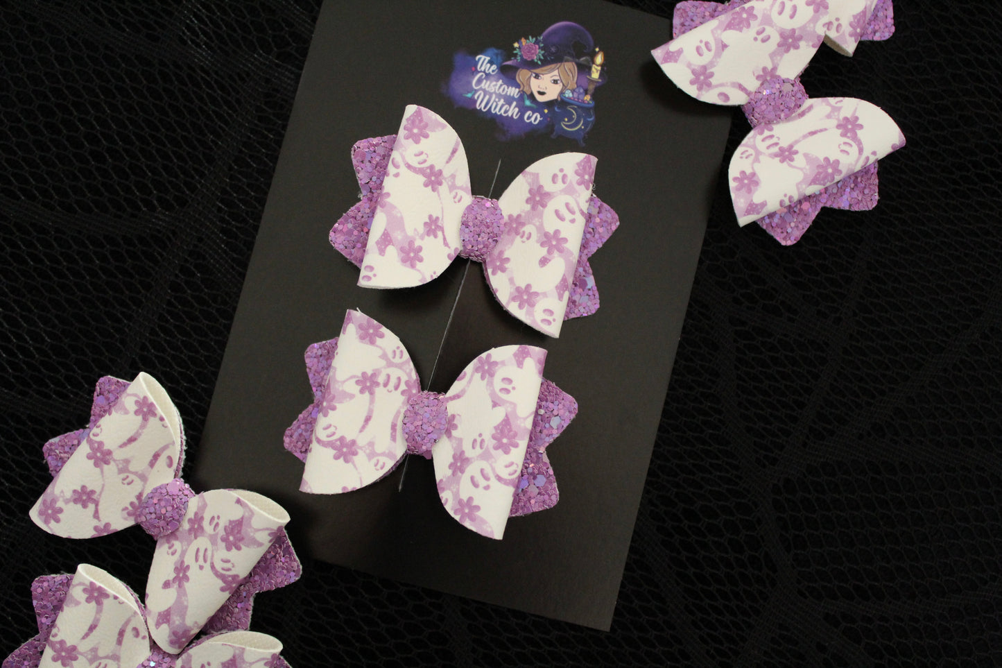 Purple Floral Ghosties - Bow Set