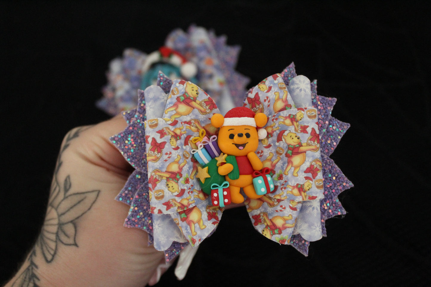 Christmas Honey Bear Clay Bow