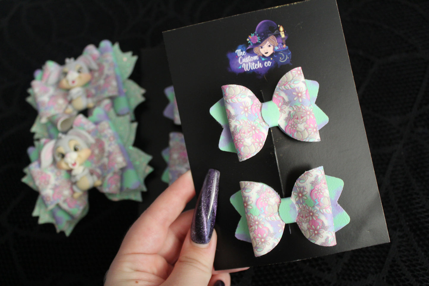 Grey Bunny Bow Set