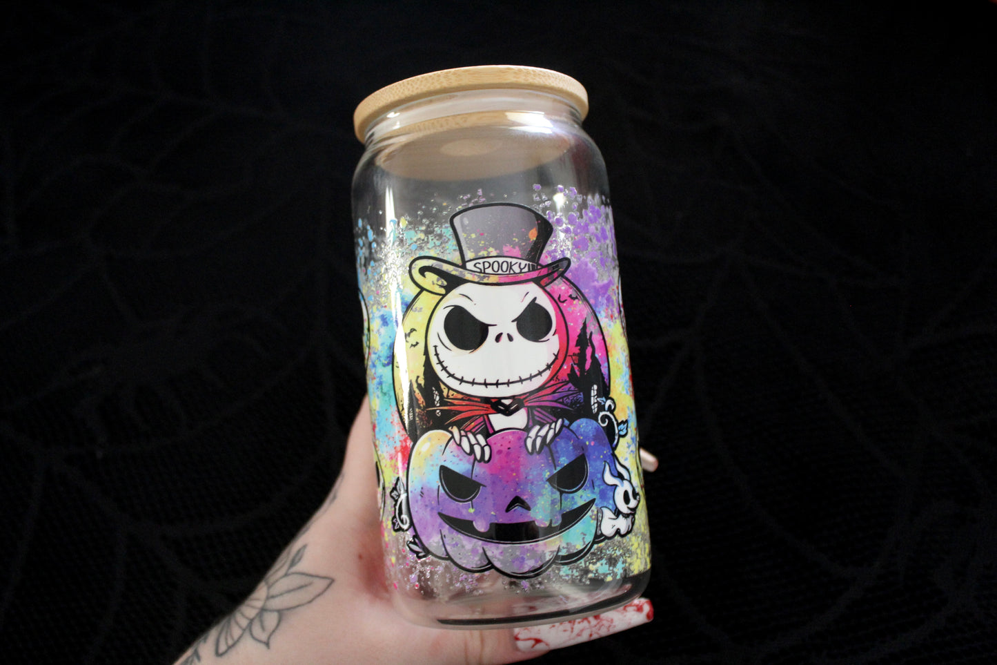 Paint Splatter Pumpkin - 16oz Glass Can