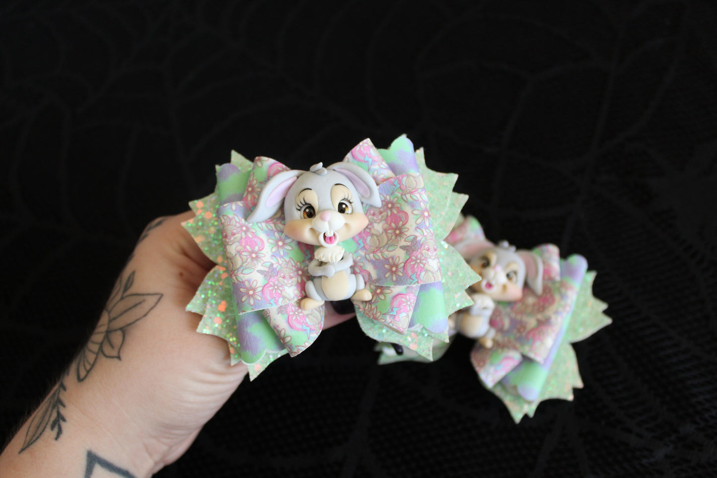 Grey Bunny - Clay Bow