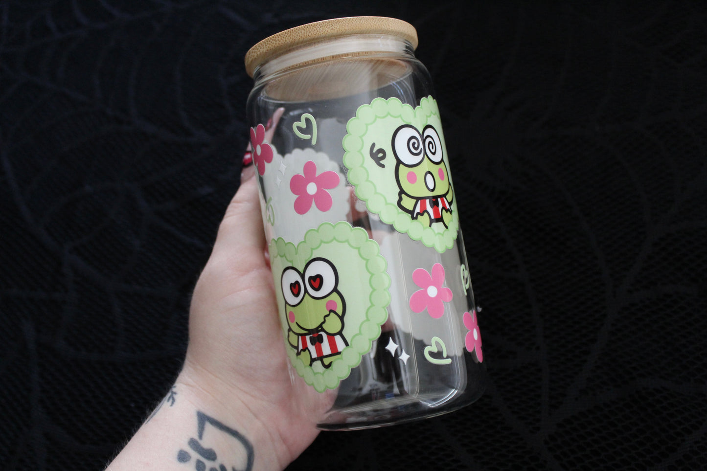 Kawaii Frog Love - 16oz Glass Can