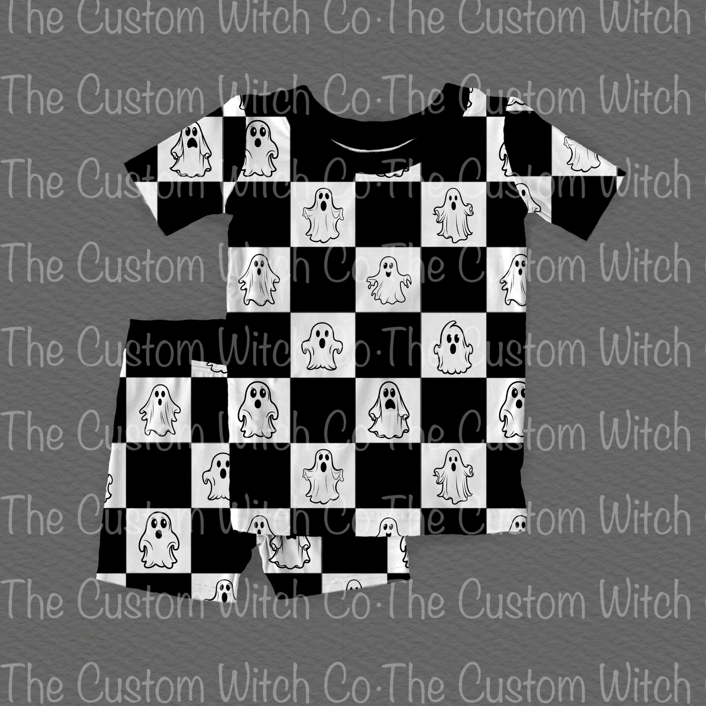 Pre Order Kids 2 Piece Set - Checkered Ghosties