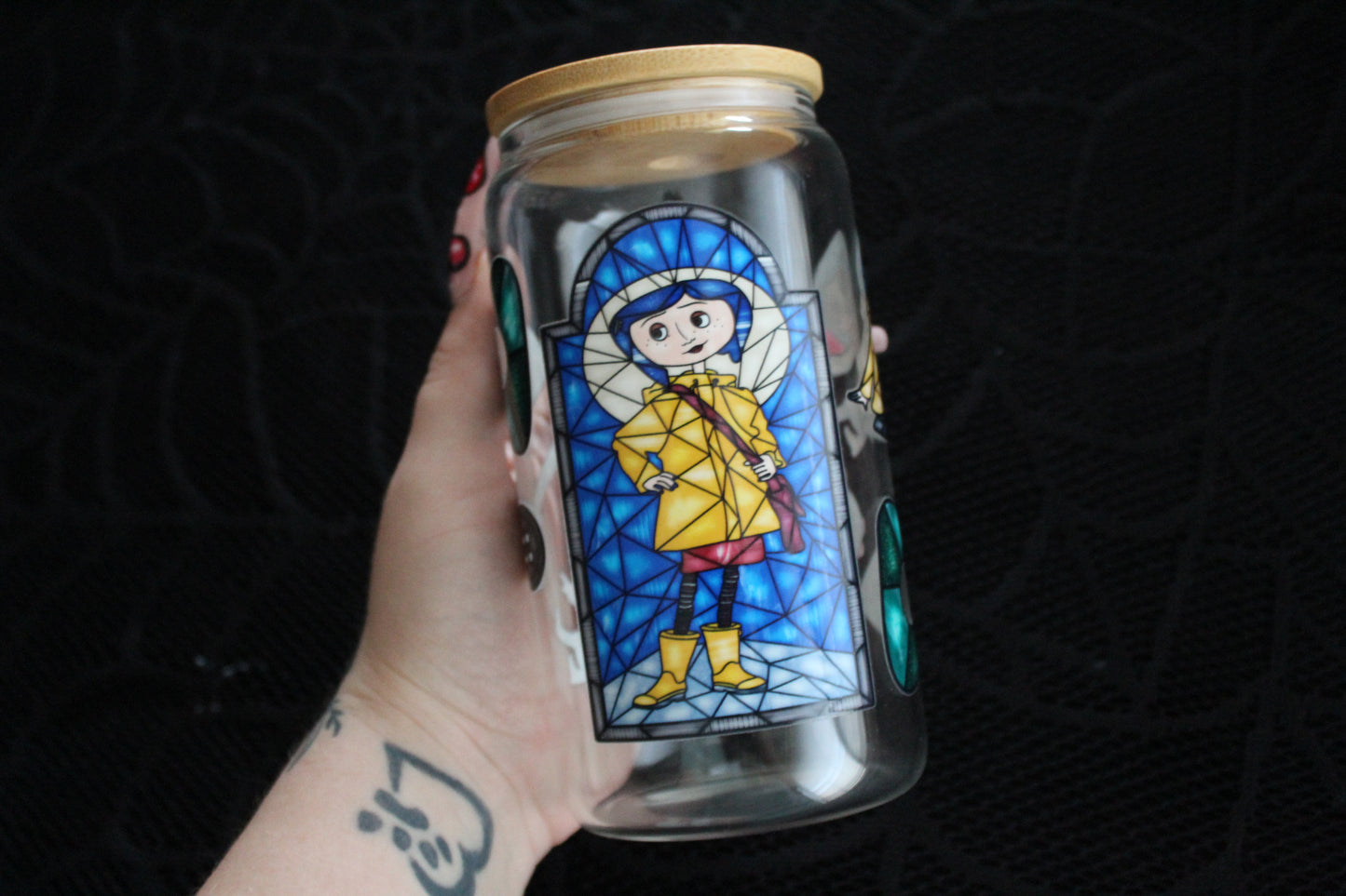 Button Girl - 16oz Glass Can