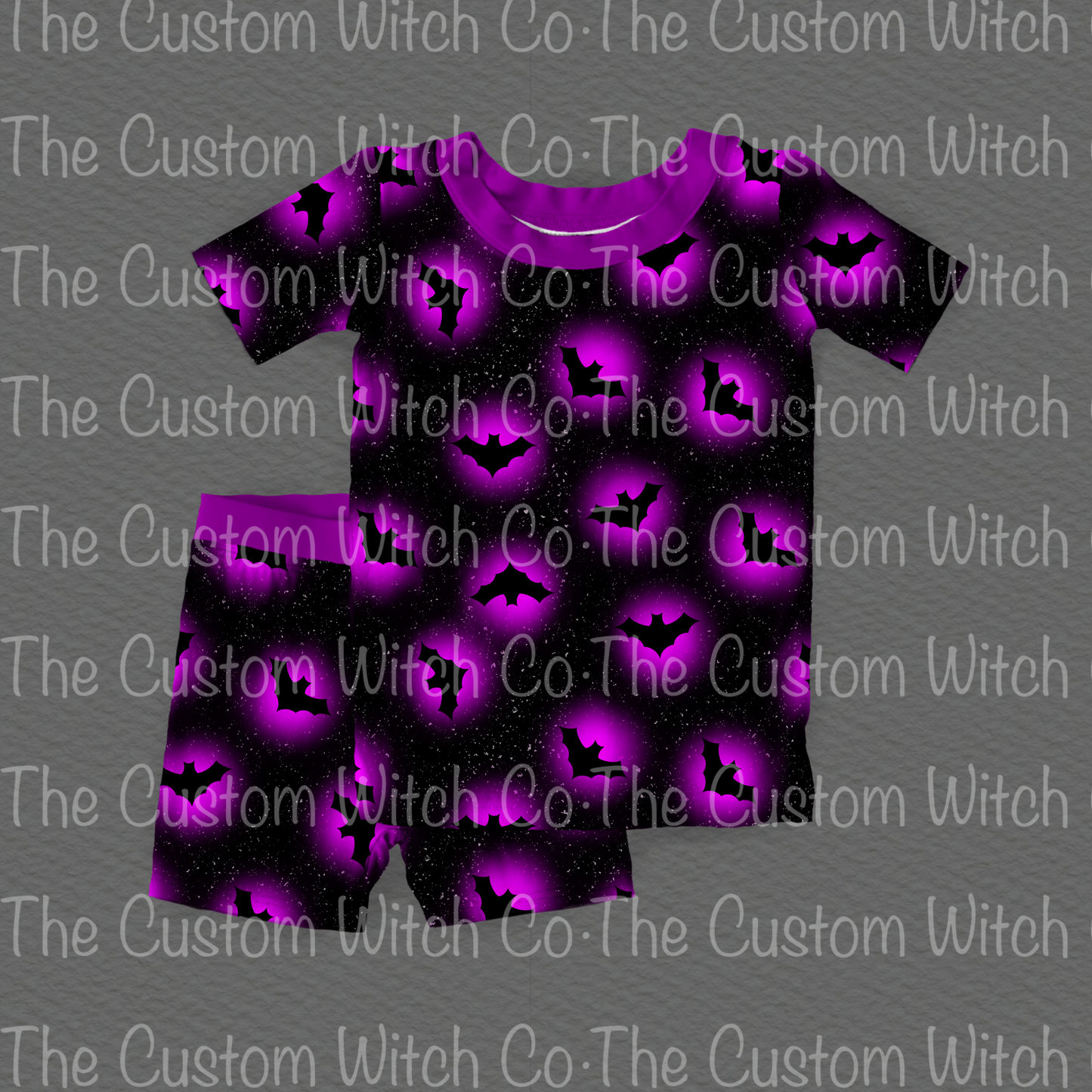 Pre Order Kids 2 Piece Set - Purple Glowing Bats