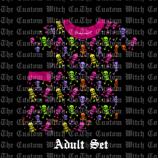 Pre Order Adult PJ's - Neon Nightmare Skellies