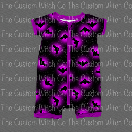 Pre Order Summer Onesie - Purple Glowing Bats