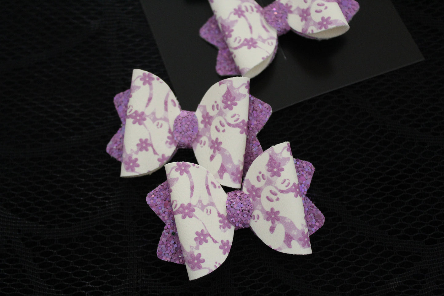 Purple Floral Ghosties - Bow Set