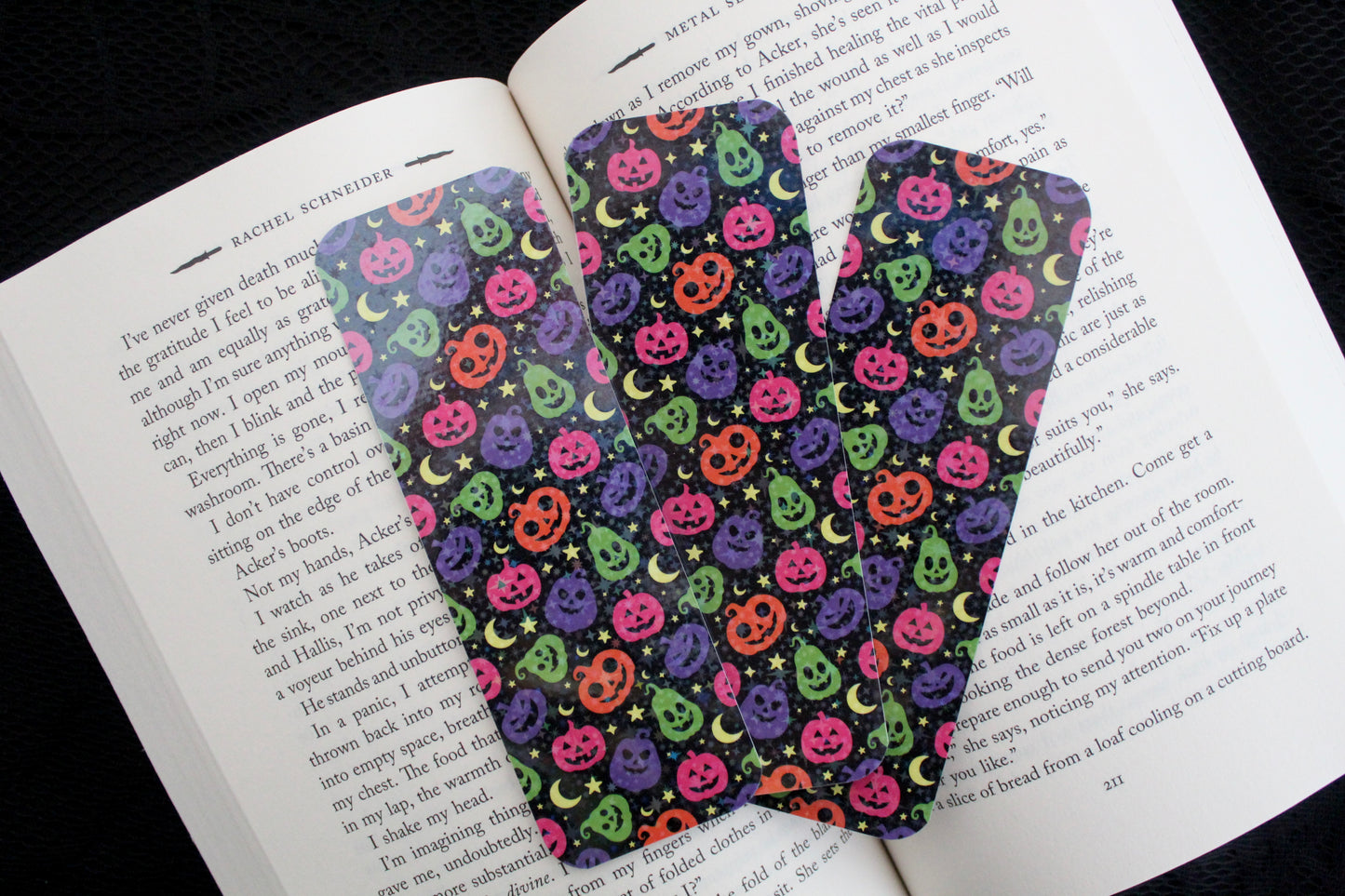 Neon Nightmare Pumpkins - Holographic Bookmark