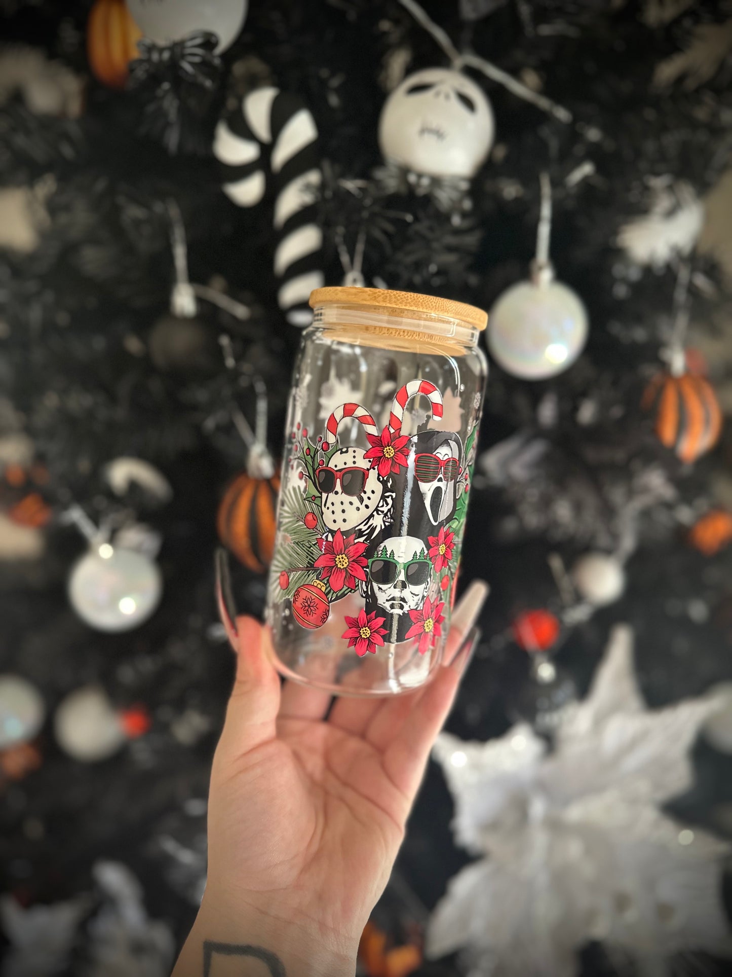 Horror Poinsettias - 16oz Glass Can