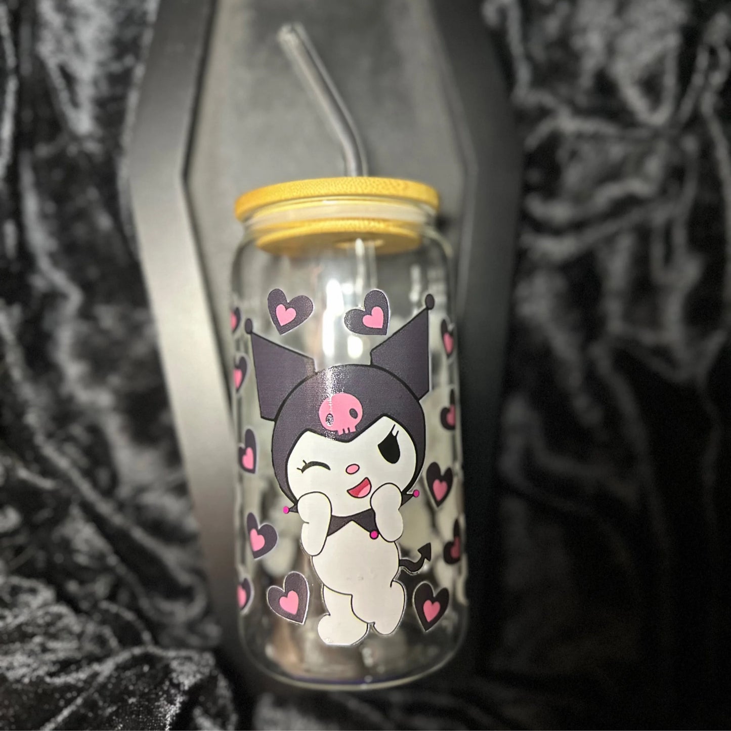 Kawaii Kitty Love 16oz Glass Can