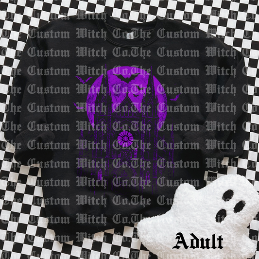 Pre Order Adult Sweatshirt - Purple Gothic Cathedral