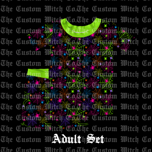 Pre Order Adult PJ's - Neon Nightmare Webs