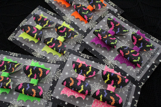 Neon Nightmare Bats - Batty Bow Set