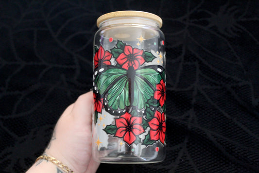 Christmas Butterfly - 16oz Glass Can