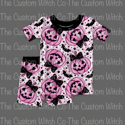 Pre Order Kids 2 Piece Set - Pink Pumpkins