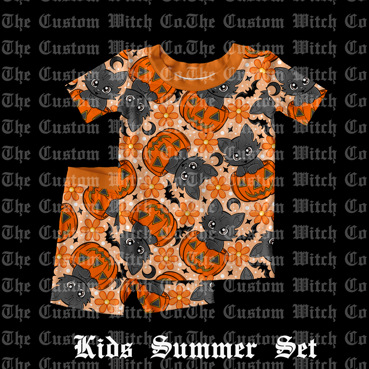Pre Order Kids Summer Set - Pumpkin Kitties