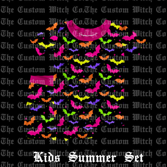 Pre Order Kids Summer Set - Neon Nightmare Bats