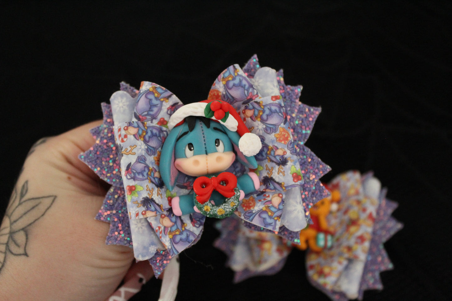 Christmas Wreath Donkey Clay Bow