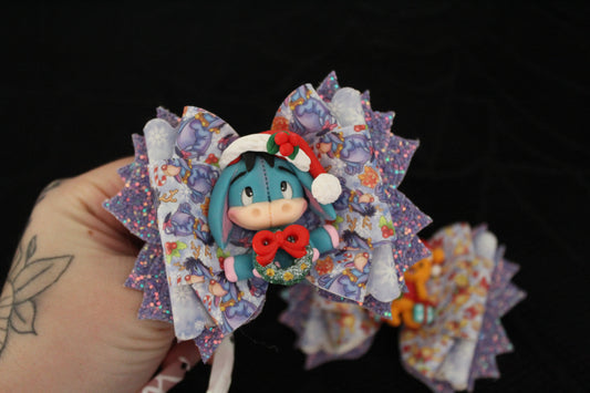 Christmas Wreath Donkey Clay Bow