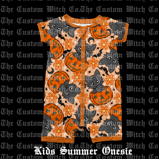 Pre Order Summer Onesie - Pumpkin Kitties