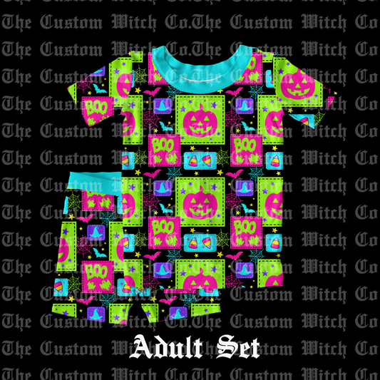 Pre Order Adult PJ's - Neon Nightmare Patchwork