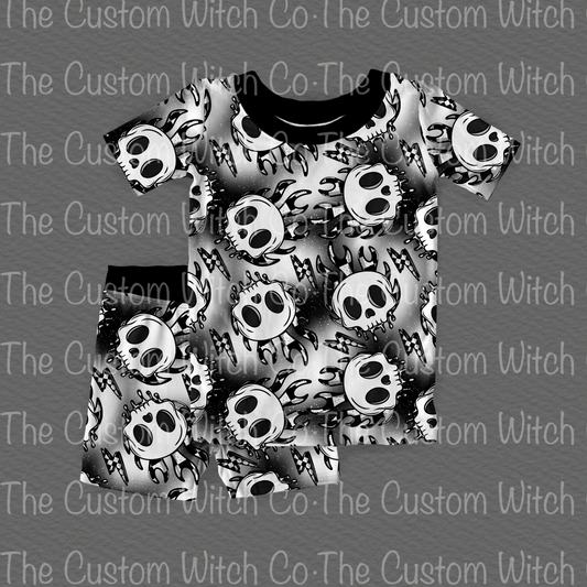 Pre Order Kids 2 Piece Set - Flaming Skulls