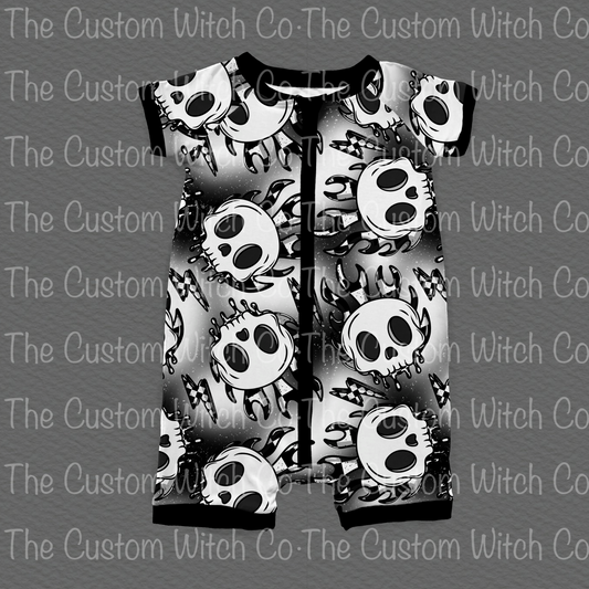 Pre Order Summer Onesie - Flaming Skulls