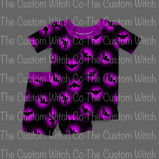 Pre Order Kids 2 Piece Set - Purple Glowing Bats