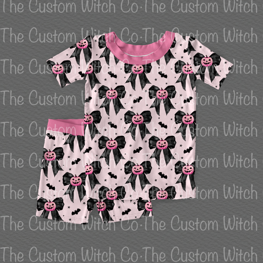 Pre Order Kids 2 Piece PJ’s - Pumpkin Bows
