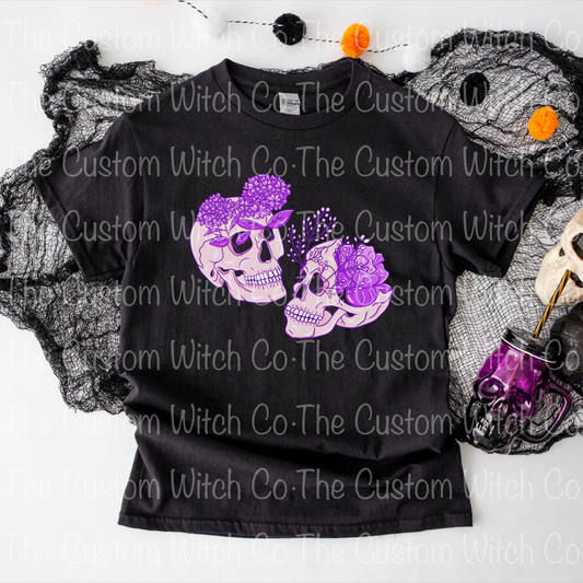 Pre Order Adult Tee - Floral Skulls