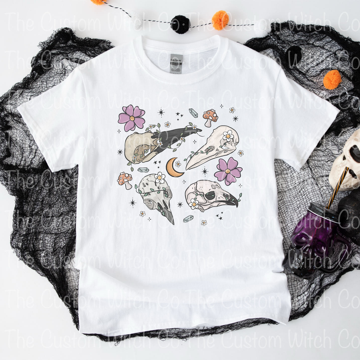 Pre Order Adult Tee - Floral Taxidermy Skulls
