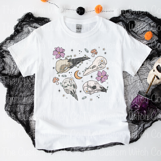 Pre Order Adult Tee - Floral Taxidermy Skulls
