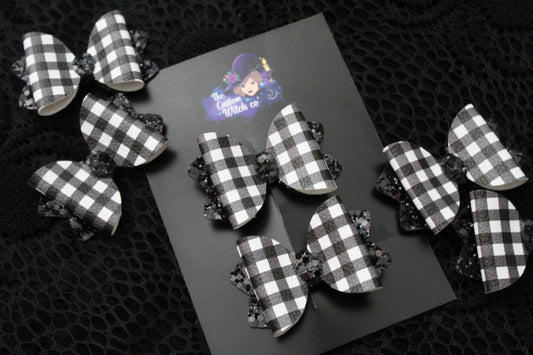 Black & White Plaid - Bow Set