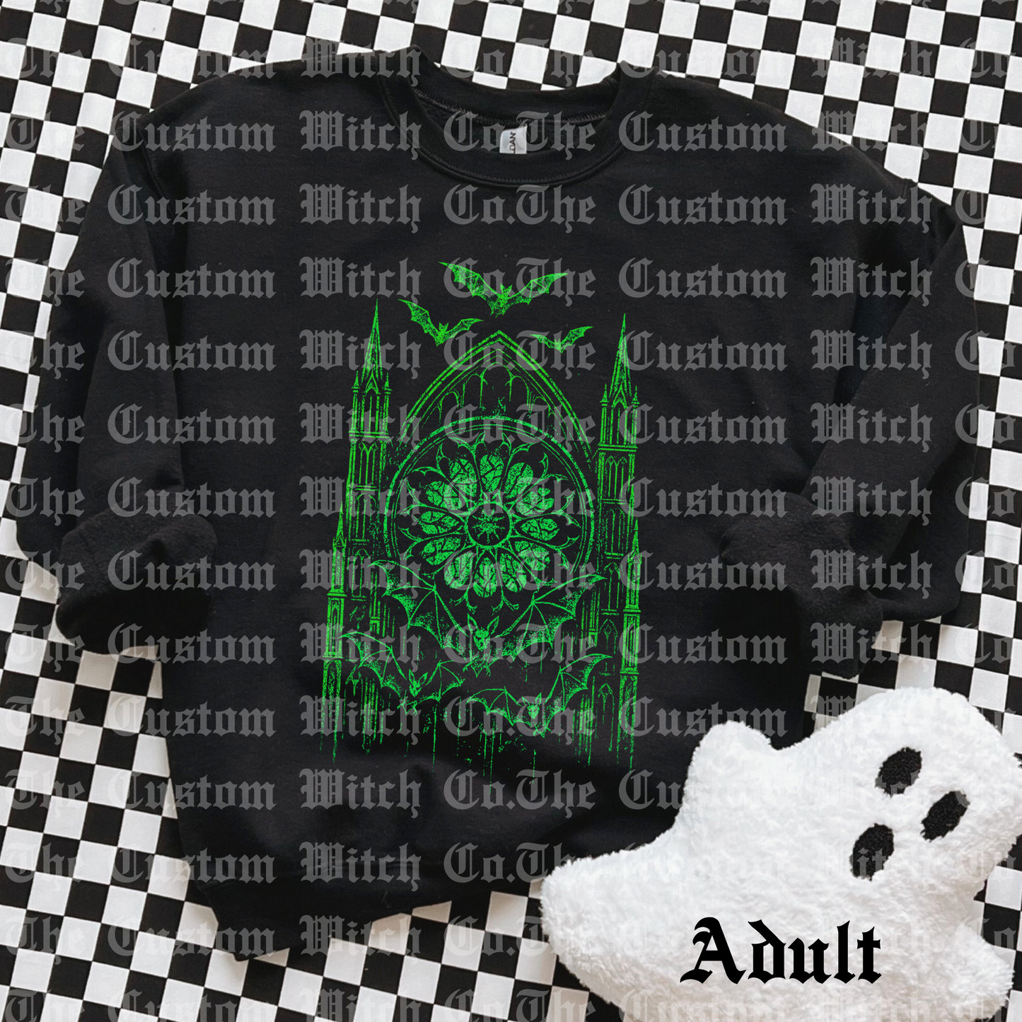 Pre Order Adult Sweatshirt - Green Gothic Cathedral